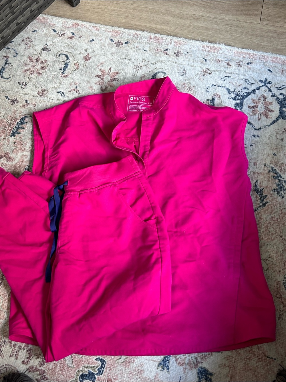 FIGS Women's Scrub Top in Hot Pink